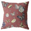 Palacedesigns 28 in. Copper Rose Butterflies Indoor & Outdoor Throw Pillow Muted Orange PA3104904